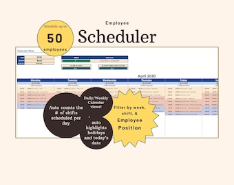 Employee Scheduling Tool: Staff Shift Tracker for Excel