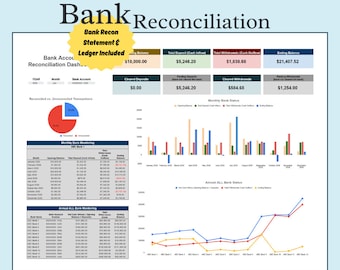 Cashflow & Bank Reconciliation Dashboard | Ledger Spreadsheet