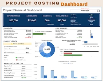 Project and Job Costing Dashboard for contractors | Budget Profit Tracker (Google Sheets and  Excel)