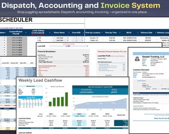 Trucking Dispatch Program with Automated Invoicing & Accounting; Weekly Trucking Cashflow