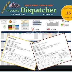 Trucking Scheduler Template | HOS Rules Tracker, ETA Calculator & DOT Planner, Dispatch