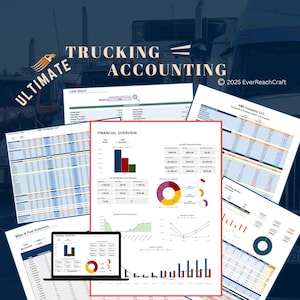May include: A financial overview dashboard for trucking businesses. The dashboard includes charts, graphs, and tables with data on revenue, expenses, and other key metrics. The dashboard is designed to help trucking businesses track their performance and make informed decisions.