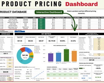 Product Costing & Pricing Dashboard | Pricing Calculator | Profitability and Competitor Analysis Tool
