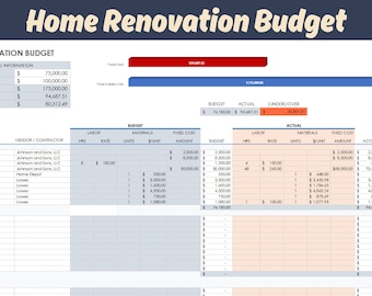 Home Renovation Budget Template: Excel & Google Sheets