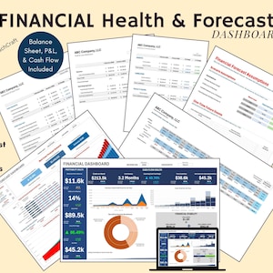 Financial Dashboard: Balance Sheet, Income and Expense, Cashflow, business forecast and projections
