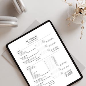 May include: A black and white cash flow statement for ABC Company for the period ending December 31, 2020. The statement includes sections for cash inflows, cash outflows, and net increase in cash flow.