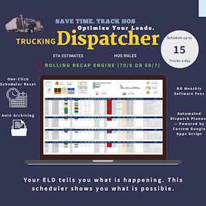 Trucking Dispatch Tool: Load Planner Spreadsheet with ETA and HOS Rules Tracking