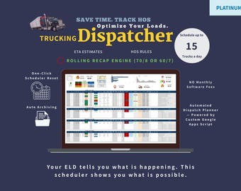 Trucking Dispatch Tool: Load Planner Spreadsheet with ETA and HOS Rules Tracking