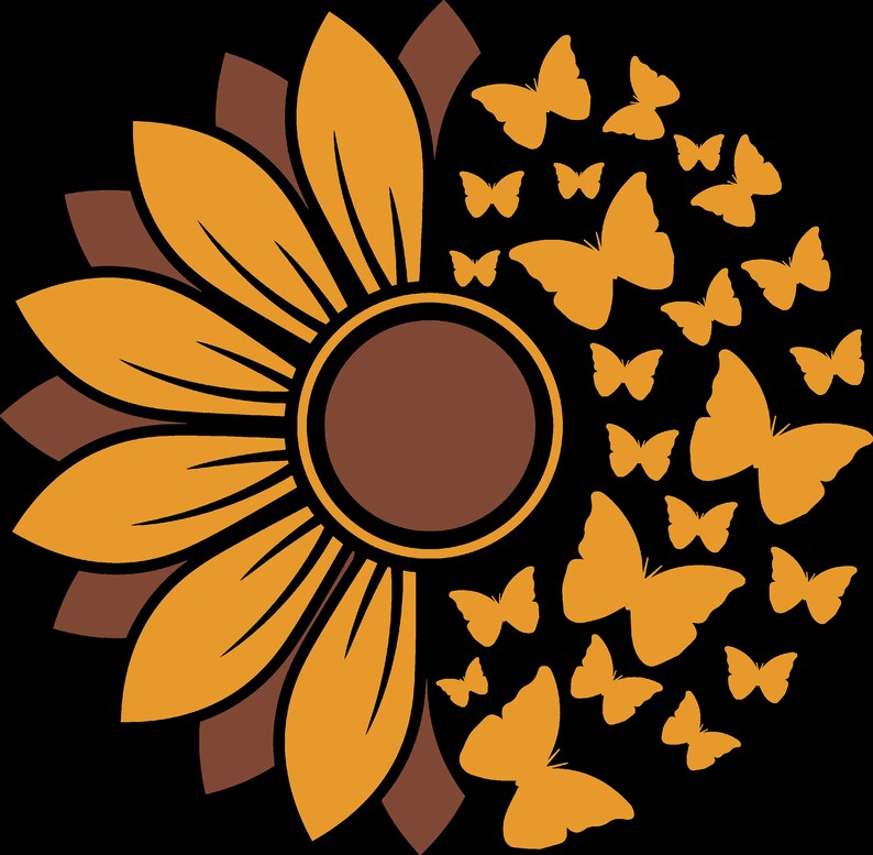 Sunflower Butterfly Svg Sunflower Svg Butterfly Svg Etsy