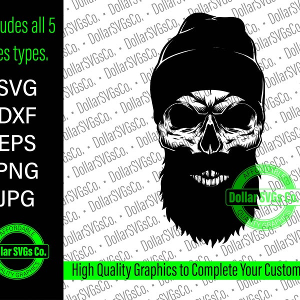 Bearded Skull svg | Beanie Skull svg | Skull svg for Men | Skull svg | Bearded Man svg | SVG for Men | Instant Download | Commercial Use