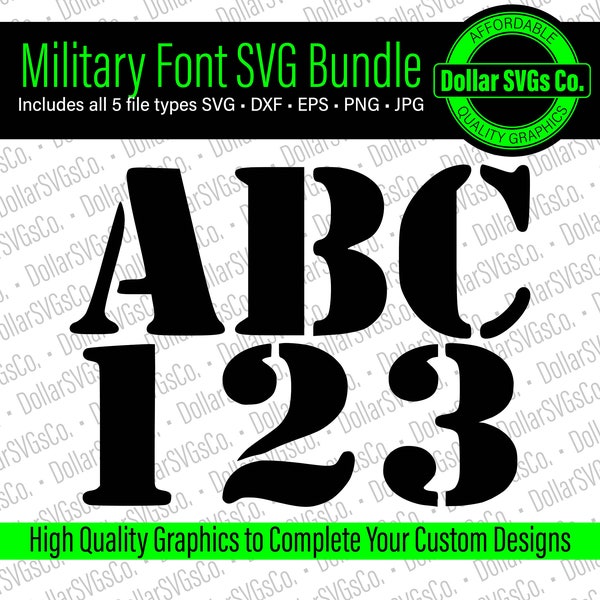 Marine Font Bundle SVG | Marine SVG | Cricut Silhouette Font | Military Stencil Army Letters | Instant Download