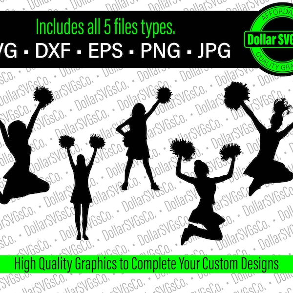 Cheer Silhouette Bundle SVG | Cheerleading Silhouette SVG | Cheer Squad Svg | Cheerleader | Pom-Pom | instant download | commercial use