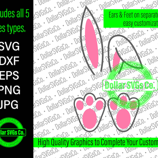 Pieds Oreilles de Lapin svg | Lapin de Pâques svg | Bunny Ears svg | | de Pâques png | svg | eps | dxf | jpg | téléchargement instantané | utilisation commerciale