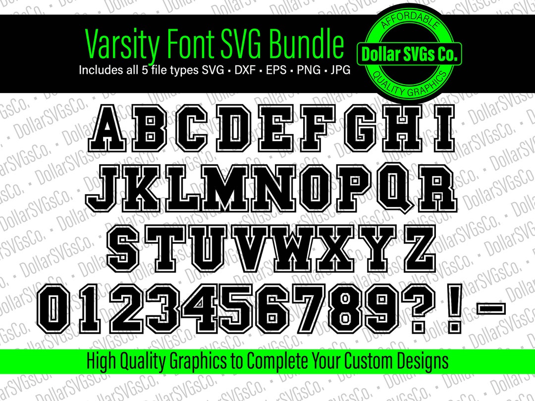 Varsity Font Bundle SVG Sports Font College Font Svg University Font ...