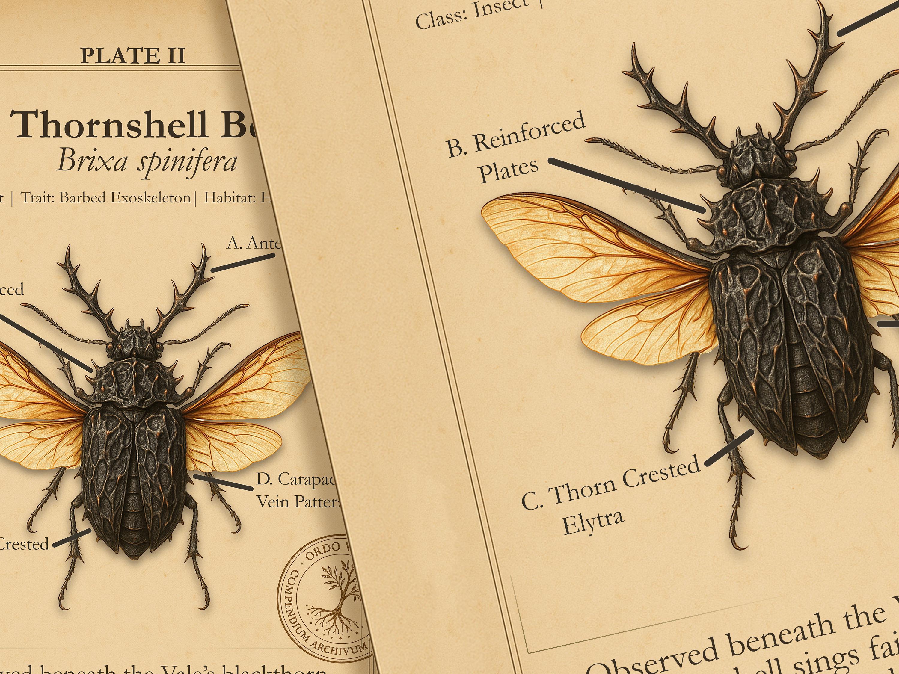 Thornshell Beetle Print – Gothic Entomology Art (digital Download) - Etsy