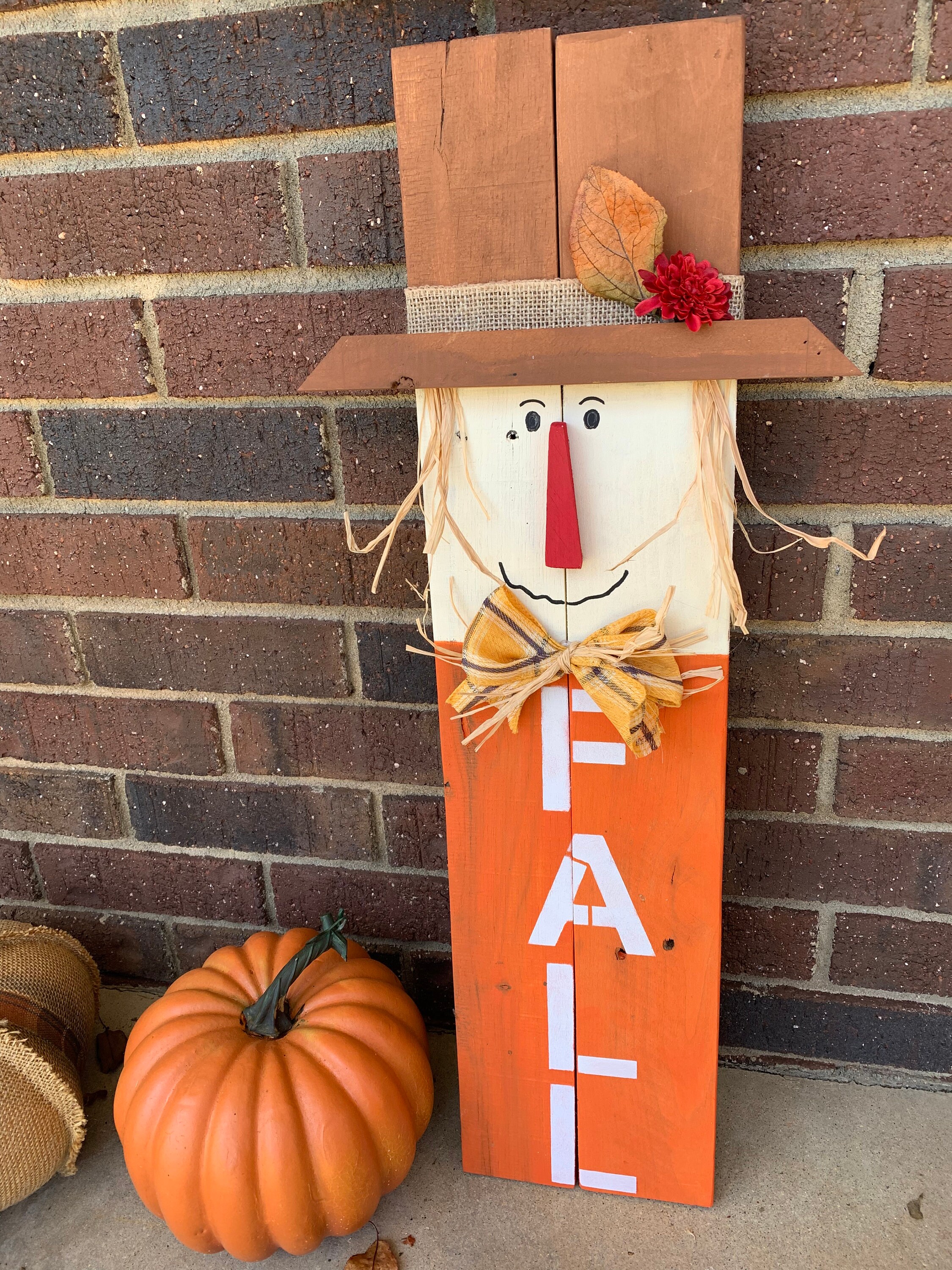 Wooden Scarecrow/ Porch Scarecrow Decor/ Fall Scarecrow Decor/ Etsy
