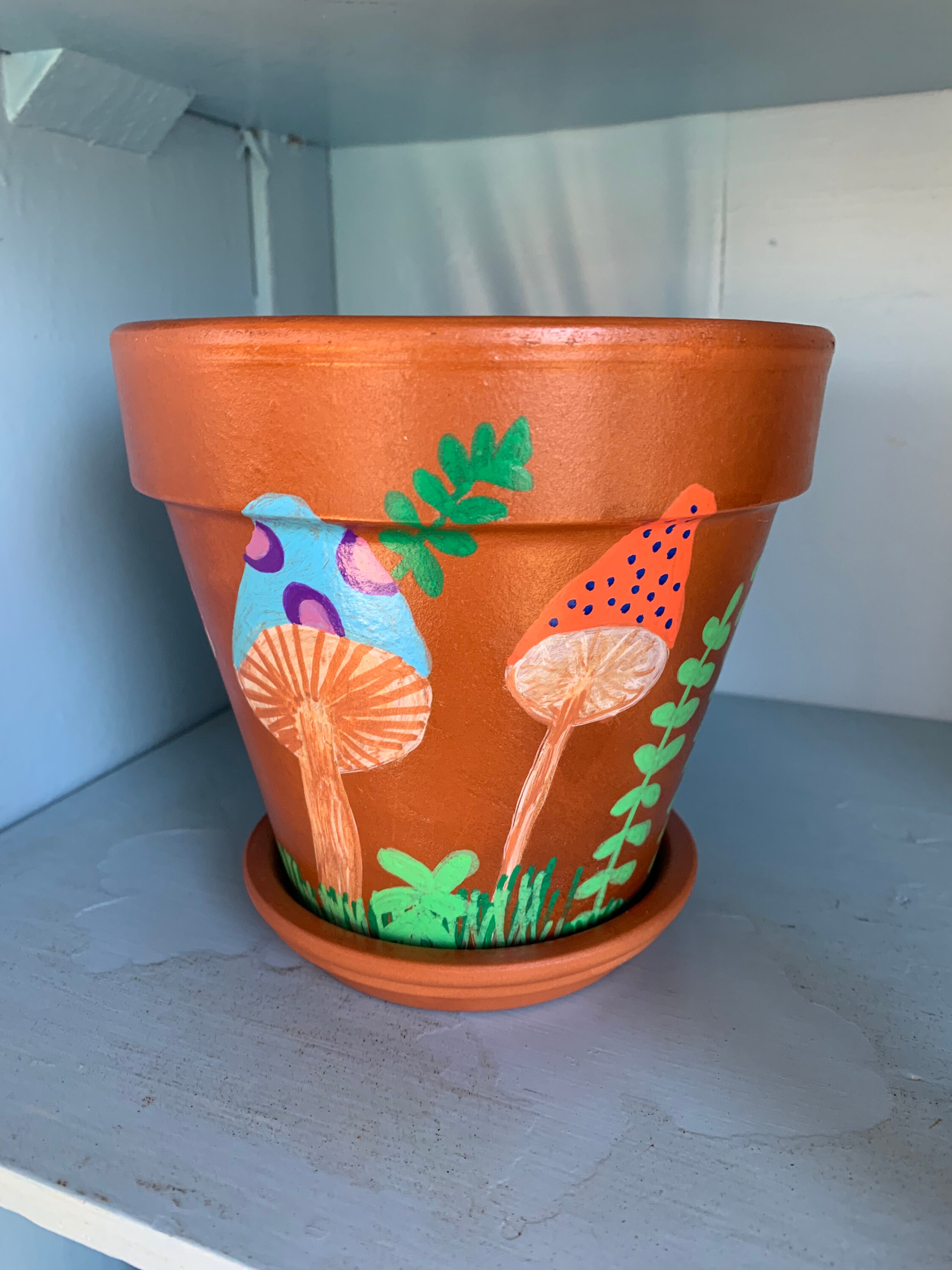 Mushroom Hand Painted Clay Pot/ Mushroom Flower Pot Etsy
