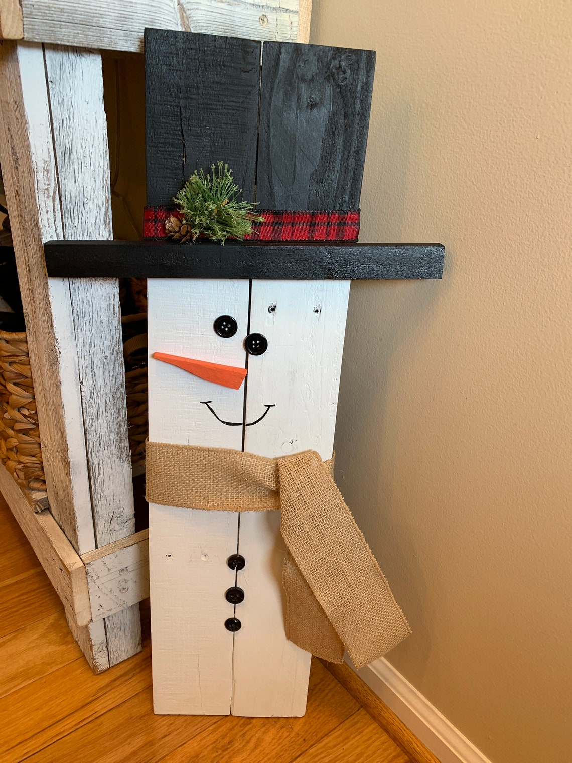 Plank Snowman/ Rustic Porch Snowman/ Leaning Porch Snowman Etsy