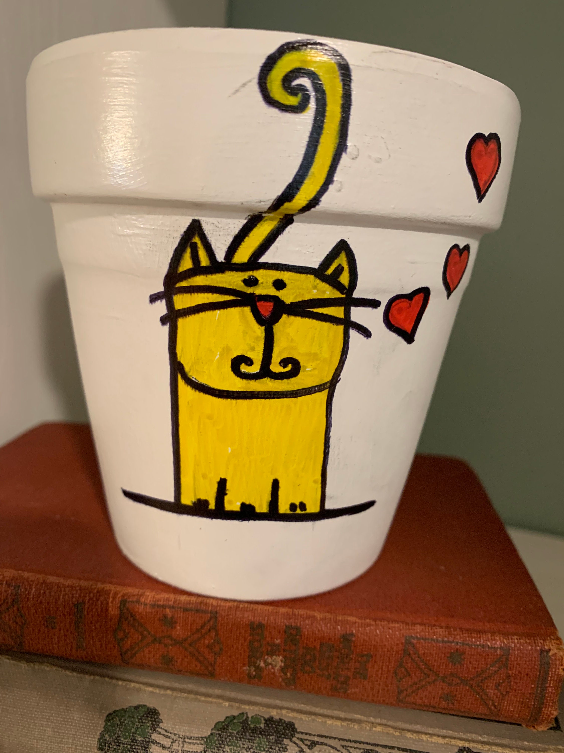 Kitty Cat Pot Small Planter Cat Flower Pot Etsy