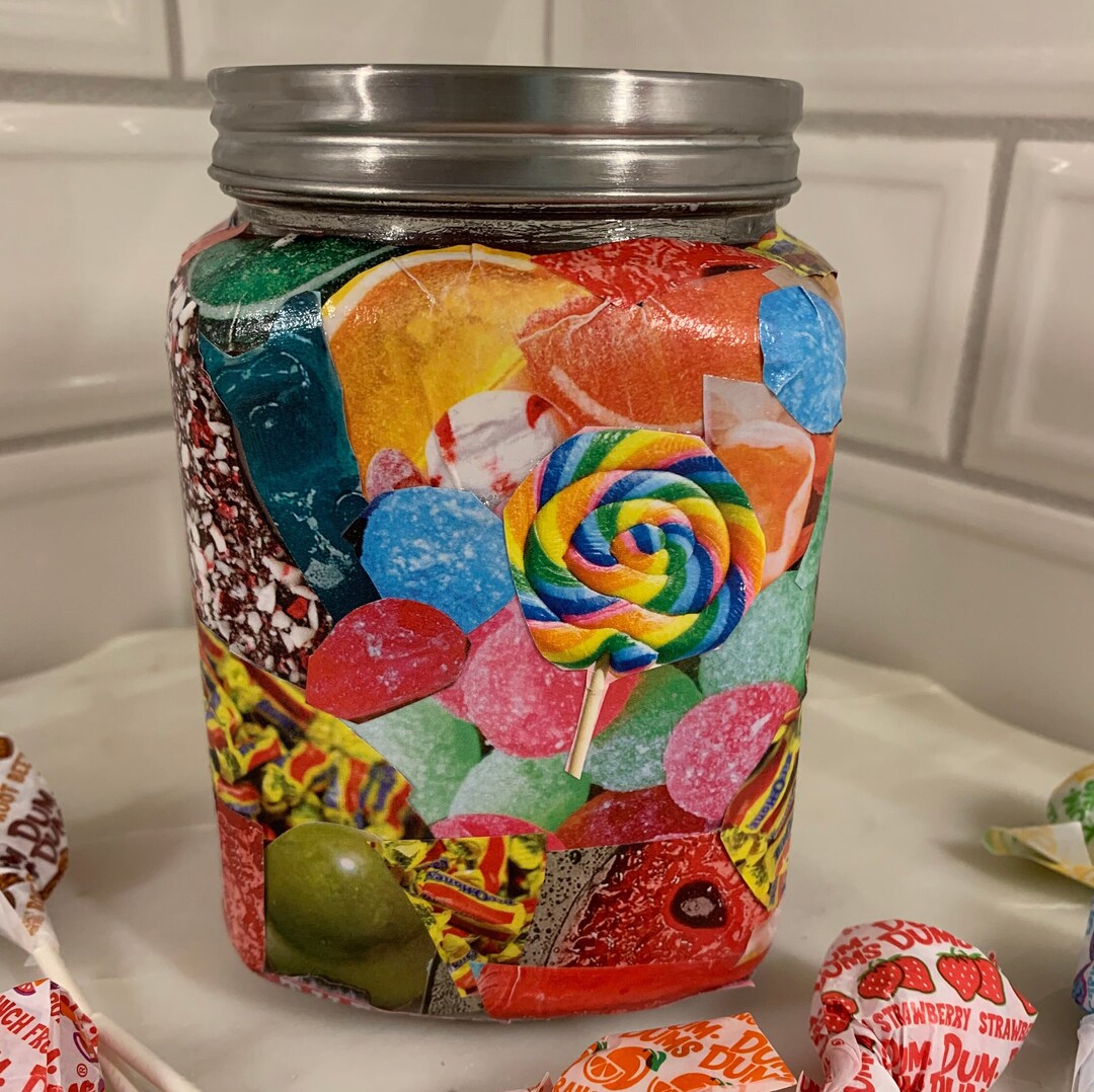 Candy Covered Candy Jar, Fun Candy Jar, Glass Candy Jar With Lid Etsy