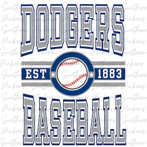 Dodgers Baseball Navy Blue and Grey PNG | DTF | Sublimation