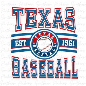 Texas Baseball PNG Sublimation DTF distressed and full color option, EST 1961 and 1972 versions included