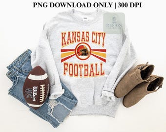 Kansas City PNG Sublimation DTF Football, Vintage and Full Color Option