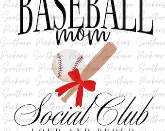 Baseball MOm Social Club Bat and Ball PNG Download