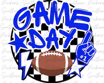 Football Game Day PNG | Blue and White