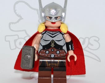 FUNNYBRICK Mighty THOR Jane Foster Custom Pad Printed Lego Minifigure Marvel Comics Avengers