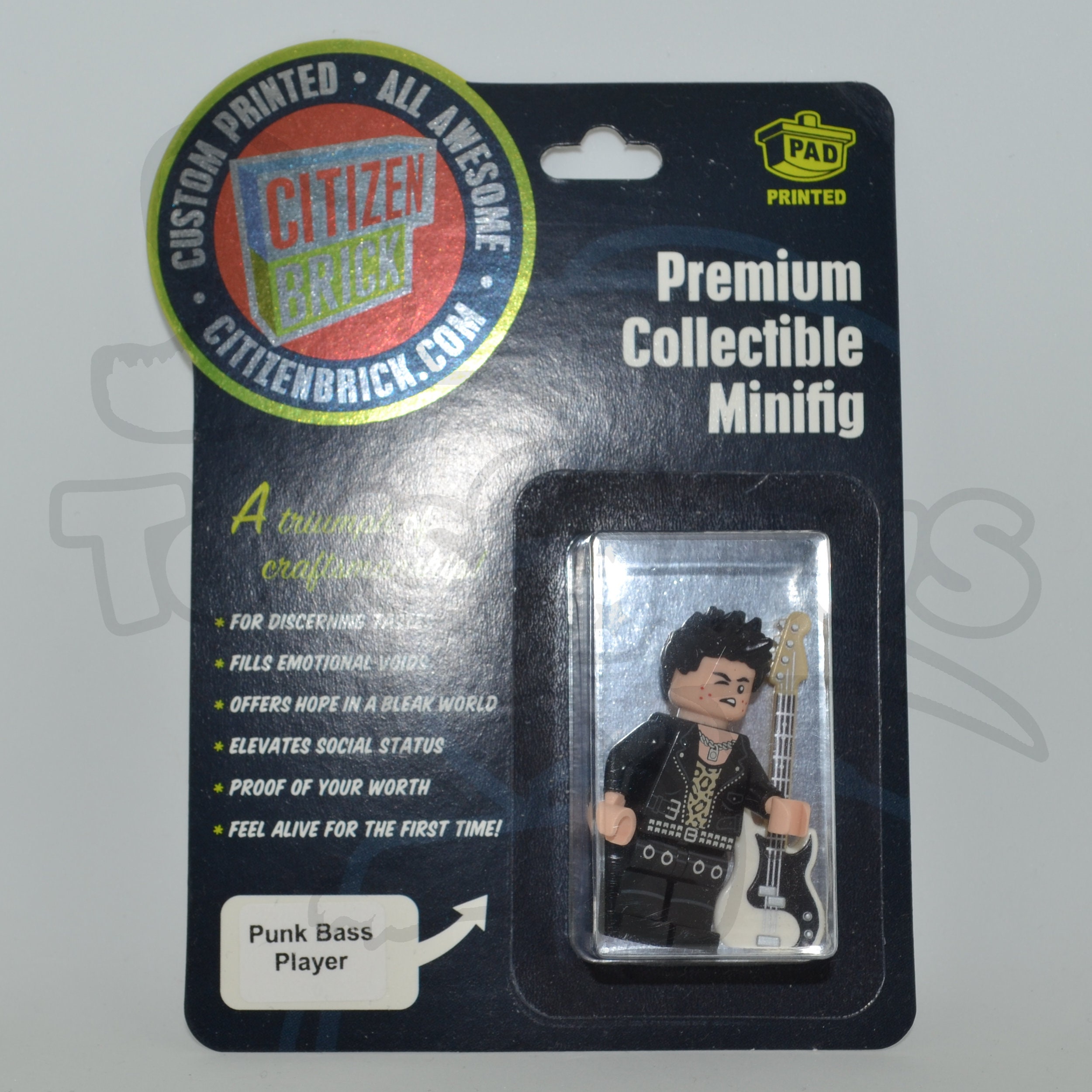 CITIZEN BRICK Punk Bass Player Custom Pad Printed Minifigure Sid