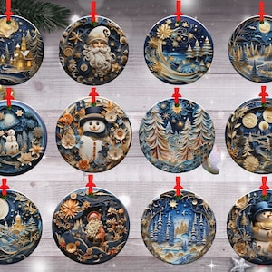 12 Christmas Ornaments Unique Custom Designs 3D Ceramic Seasonal Holiday Gift Idea