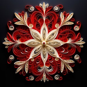 3D Paper Quilled Christmas Ornament Sublimation Designs Christmas Round Ornament PNG, Digital Download