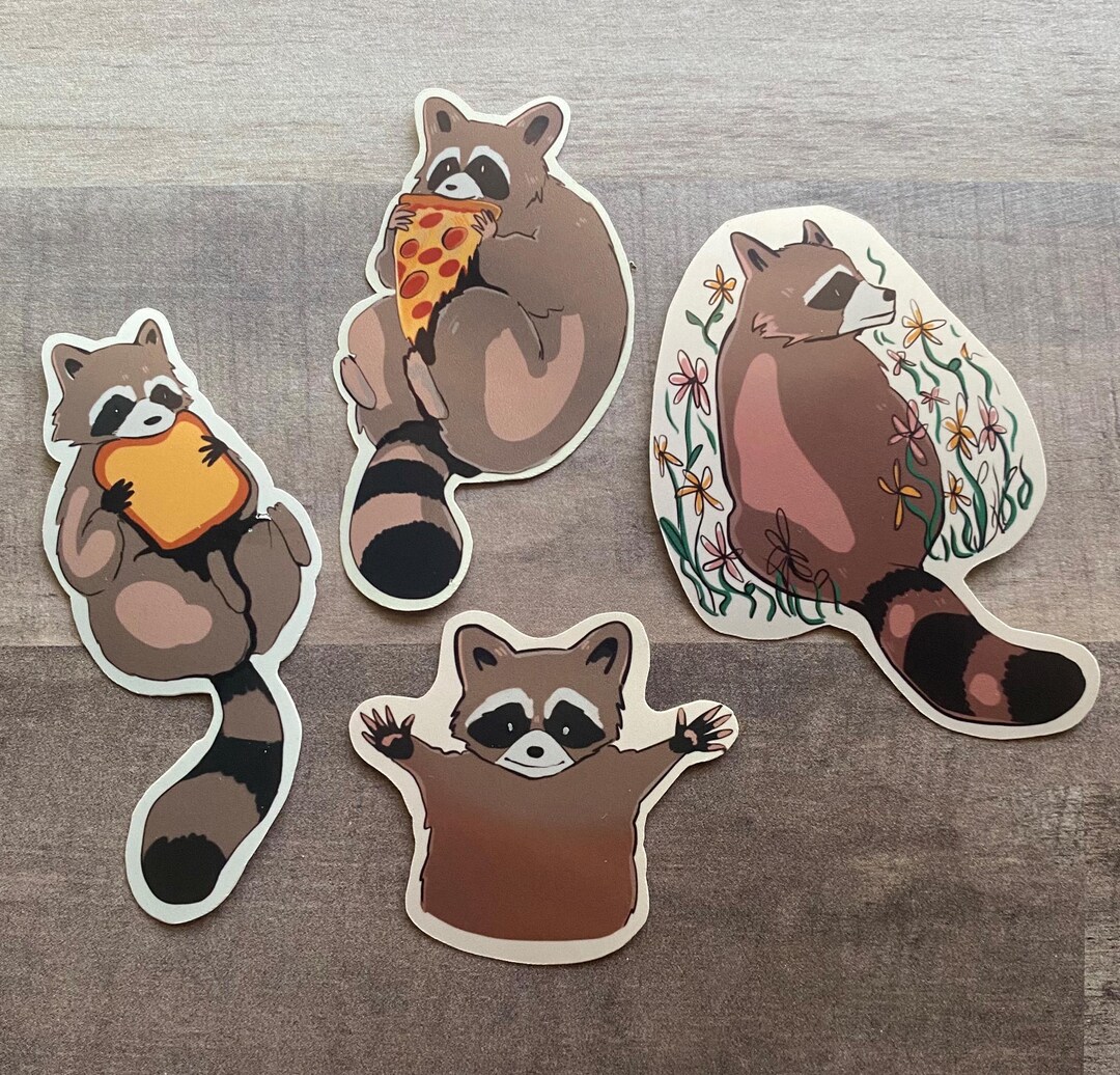 Cute Raccoon Sticker Set of 4 Cute Halloween Animal Stickers Cute ...