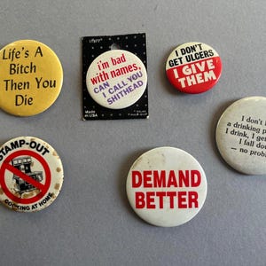vintage 70s/80s funny button pins