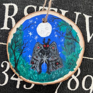 Mothman acrylic painting wood cryptids West Virginia