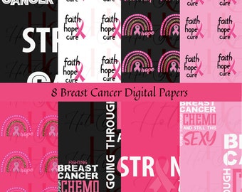 Breast Cancer Digital Papers | Survivor | Pink Ribbon | Cancer Sucks | United | Fighter