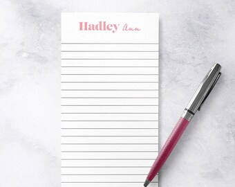 Skinny Personalized Notepad/Script and Block Fonts/Custom Name/Custom Notepad/4x9 Notepad/Grocery List, To Do List, Teacher Gift