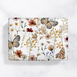 Floral Butterfly Wrapping Paper/Wedding Gift Wrap/Wildflowers/Floral Wrapping Paper Sheets and Rolls