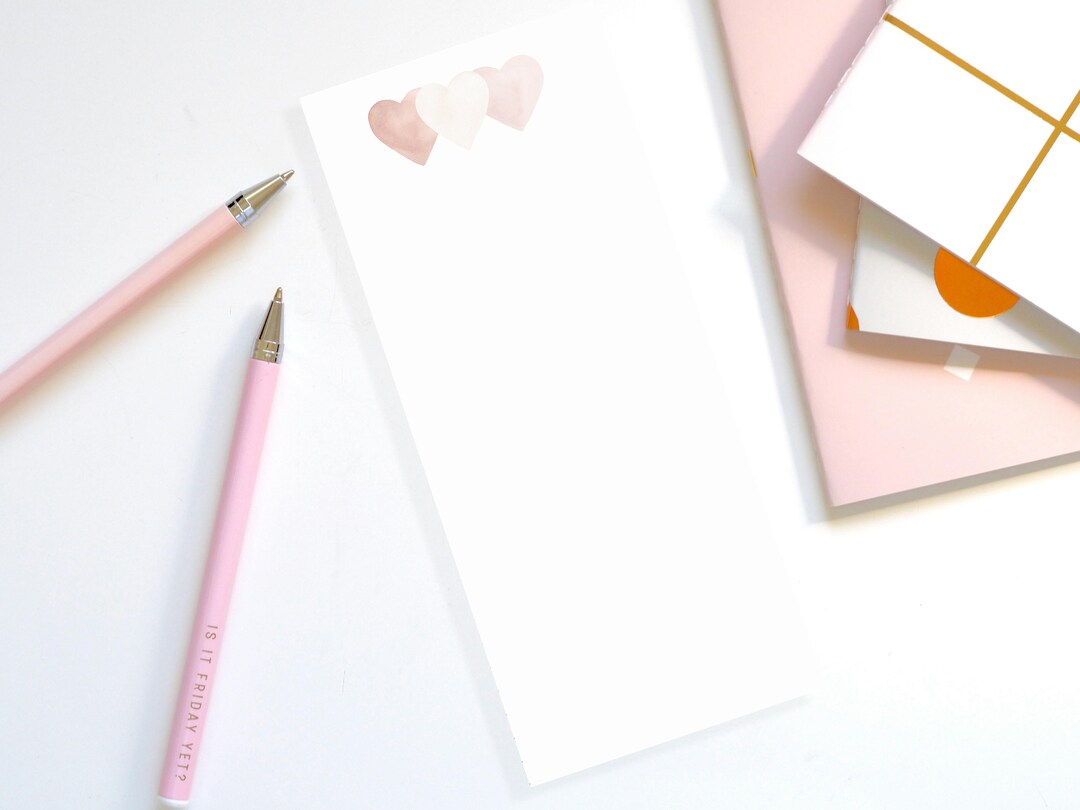 Pastel Hearts Notepad/4x9 Notepad/valentines Gift/skinny Notepad ...