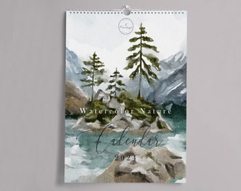 2024 Wall Calendar, Monthly Planner, Watercolor Nature, 11x14 Hanging Calendar, PNW, Beach, Desert, Forest