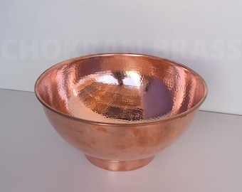 Handcrafted Hammered Copper Vessel Bathroom Sink - Round Design | Unique Hand-Hammered Bowl Sink for Bathroom Vanity Basin