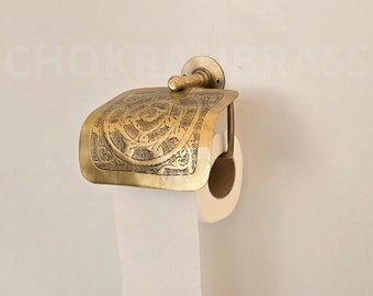 Soporte de papel higiénico de latón, portarrollos de tocador hecho a mano con acabado en bronce antiguo, accesorios de baño