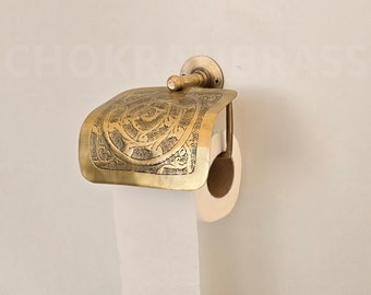 Brass Toilet Paper Holder, Handcrafted Powder Room Roll Holder With Antique Bronze Finish, Bathroom Accessories