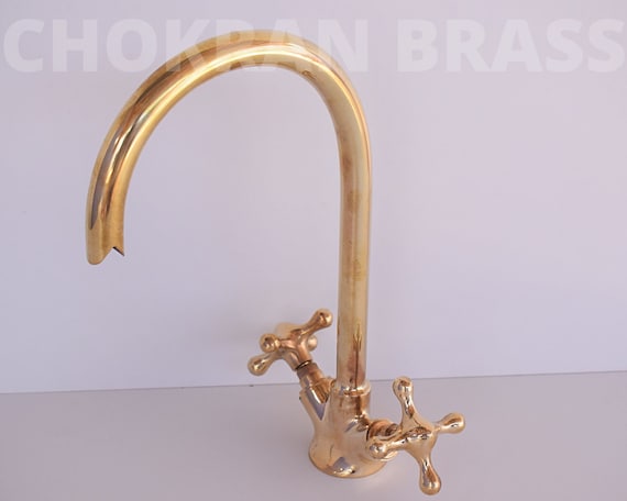 Brass Faucet, Brass Bathroom Faucet, Solid Brass Faucet, Unlacquered Brass faucet