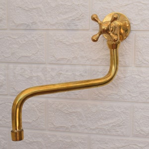 Unlacquered Brass Pot Filler - Brass Single Hole Kitchen Faucet - Single Hole Wall Mount Faucet - Kitchen Faucets - Brass Pot filler Faucet
