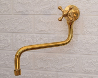 Unlacquered Brass Pot Filler - Brass Single Hole Kitchen Faucet - Single Hole Wall Mount Faucet - Kitchen Faucets - Brass Pot filler Faucet