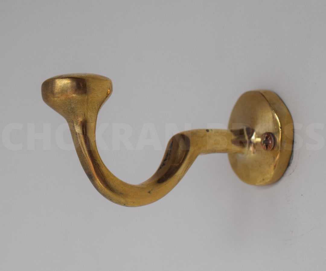 Unlacquered Brass Decorative Wall Hooks, Brass Wall Hooks, Handcrafted