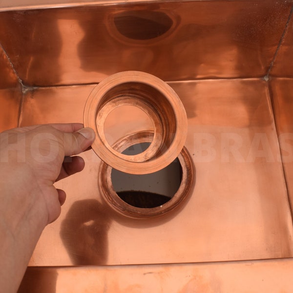 Unlacquered Copper Disposal And Flanges, Sink Drain Hole, Unlacquered Copper Garbage Disposal Flange, Basket Strainer, Copper Kitchen Sink