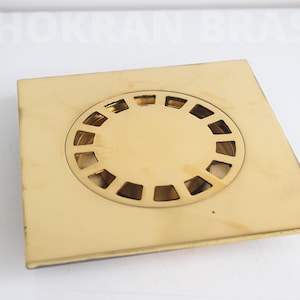 Unlacquered Brass Floor Drain, Solid Brass Floor Drain, Unlacquered Brass Shower Drain, Handmade Solid Brass Floor Drain
